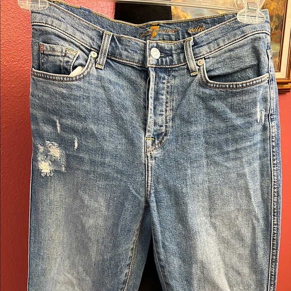 7 for all Mankind Edie High Rise Distressed Patch Work Jeans - Picture 4 of 10